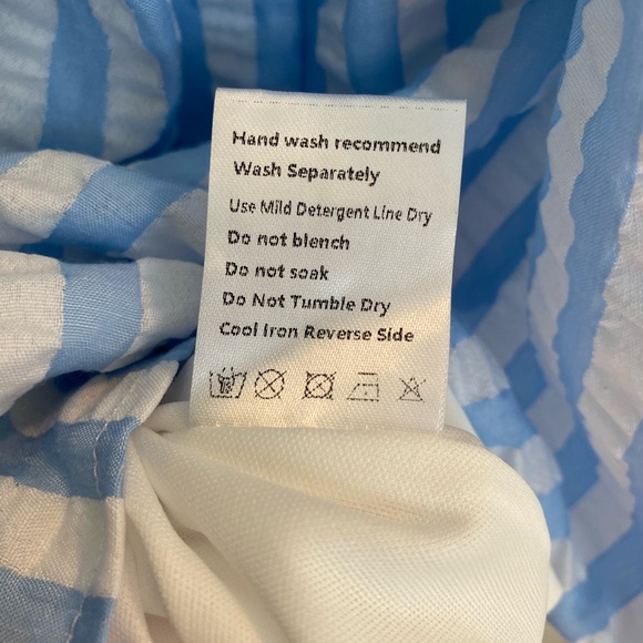 Caitlin M. Covincton x Pink Lily, Medium, Light blue and white striped dress - Picture 3 of 9